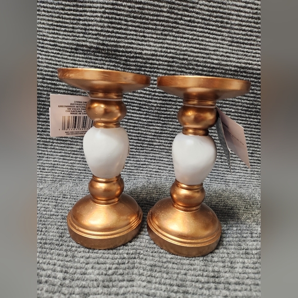 Halloween Decor Gothic Skull Bronze Gold Candlestick Holders 7.25" Tall NWT - Picture 6 of 13